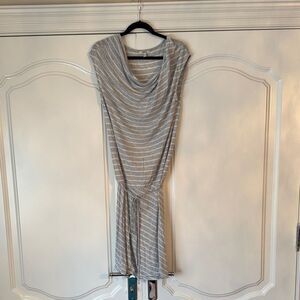 Mexx Grey casual Striped Dress with Tie Waist